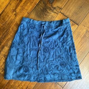 Max Studio Blue A-Line Mini Skirt with Tie Front